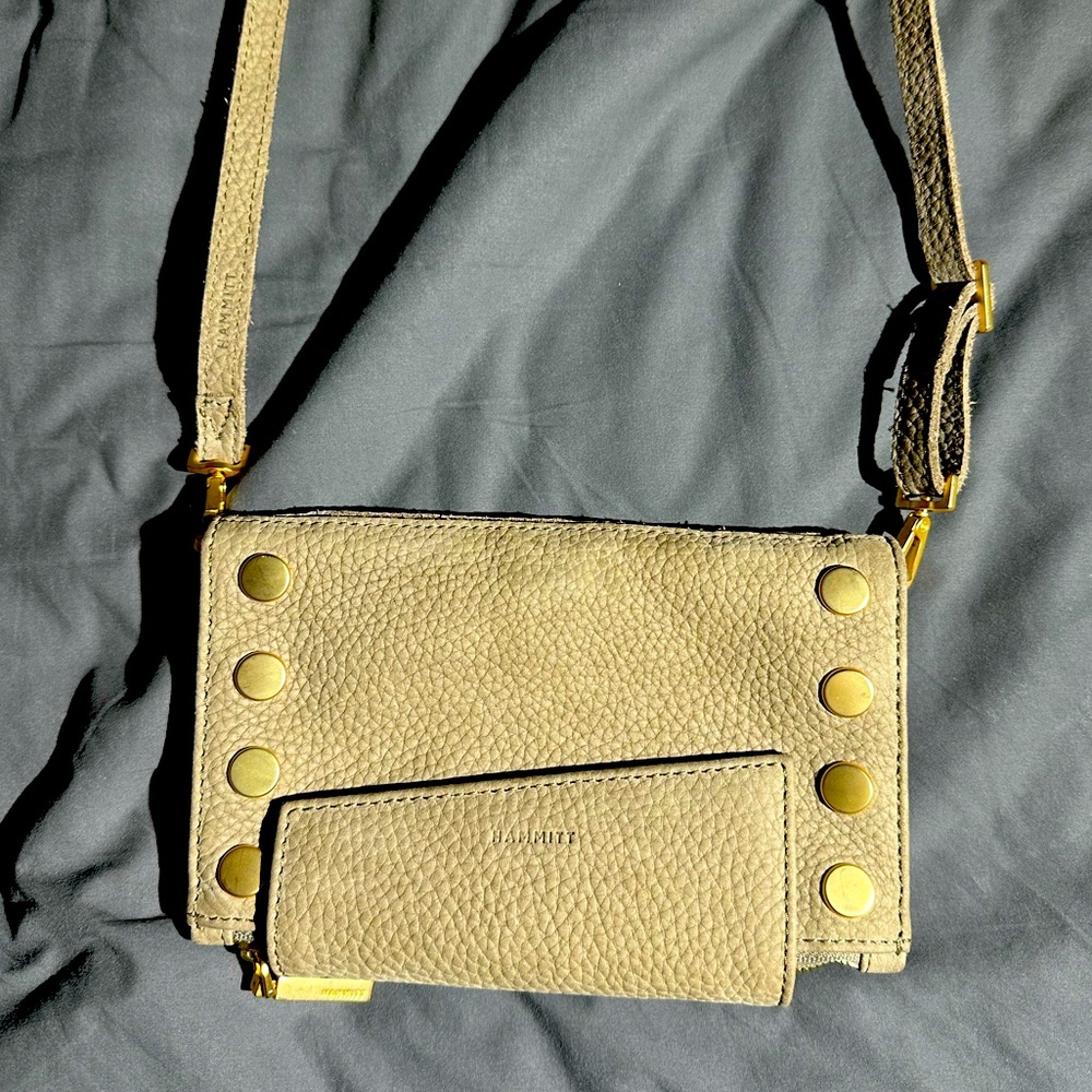 Hammitt Grey/Natural brushed gold Levy wallet/crossbody